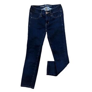 AMERICAN EAGLE 🦅 Women’s Low-Rise Dark Wash Cropped Jeggings • Size 0